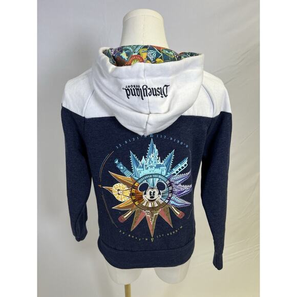 Disneyland Resort Blue Spirit Jersey Sweater Zip Up Hoodie Size XS Embroidery - Picture 8 of 16